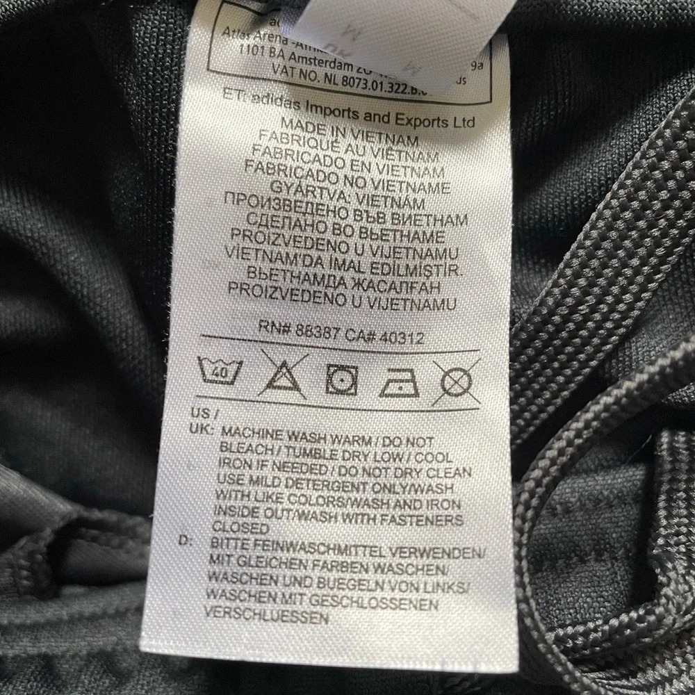 Adidas Youth Jogger Pants Dark Grey w/ Three Stripe Size M